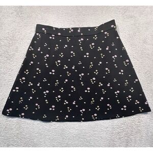 LOFT Floral Mini Skirt A-Line Black Pink Yellow Casual Size M‎